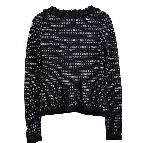 Alannah Hill Tweed Fringe Metallic Cardigan Sweater Black Silver Size AU 8 US 4 - Picture 2 of 7